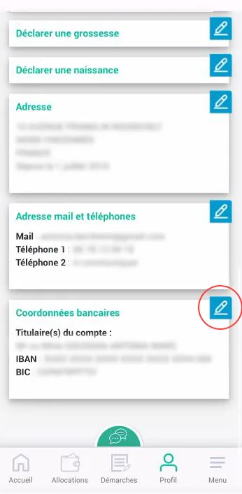Capture d’écran CAF, étape 3