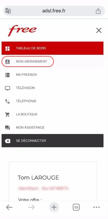 Capture d’écran Free, étape 4