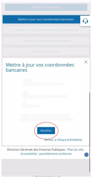 Capture d’écran Impôts, étape 5