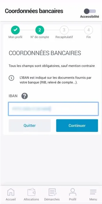 Capture d’écran CAF, étape 5