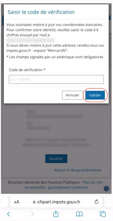 Capture d’écran Impôts, étape 6