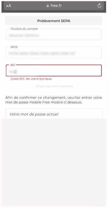 Capture d’écran Free Mobile, étape 7