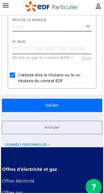 Capture d’écran EDF, étape 8