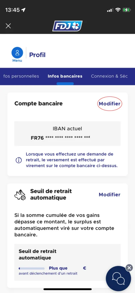Capture d’écran FDJ, étape 4
