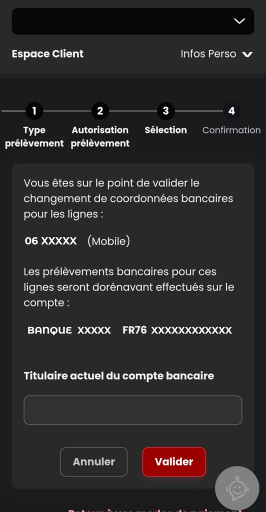 Capture d’écran SFR, étape 8