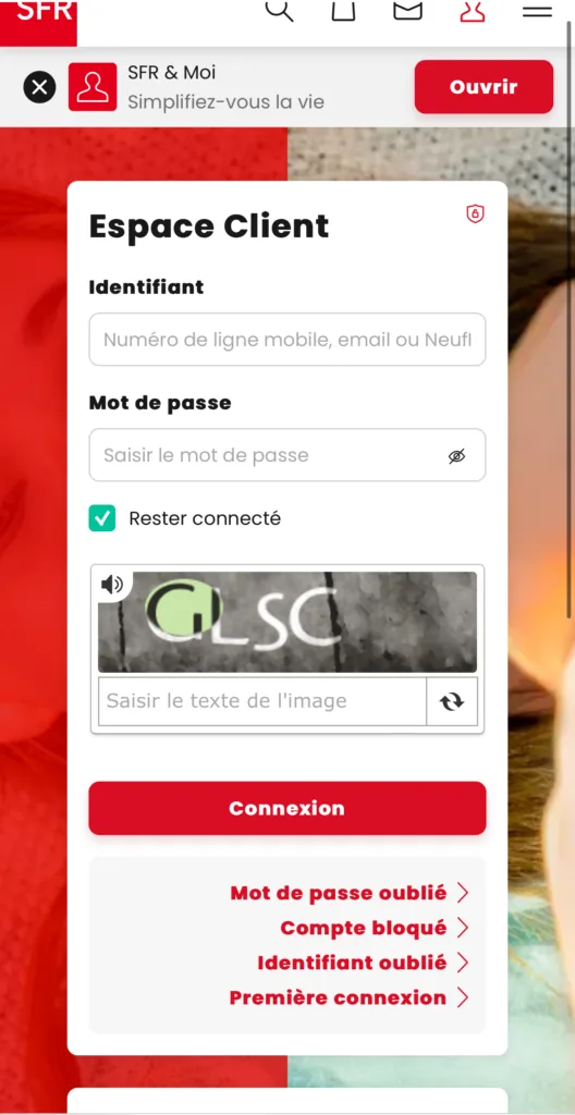 Capture d’écran SFR, étape 3