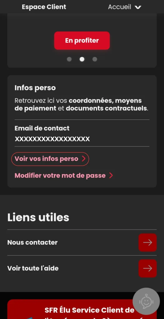 Capture d’écran SFR, étape 4