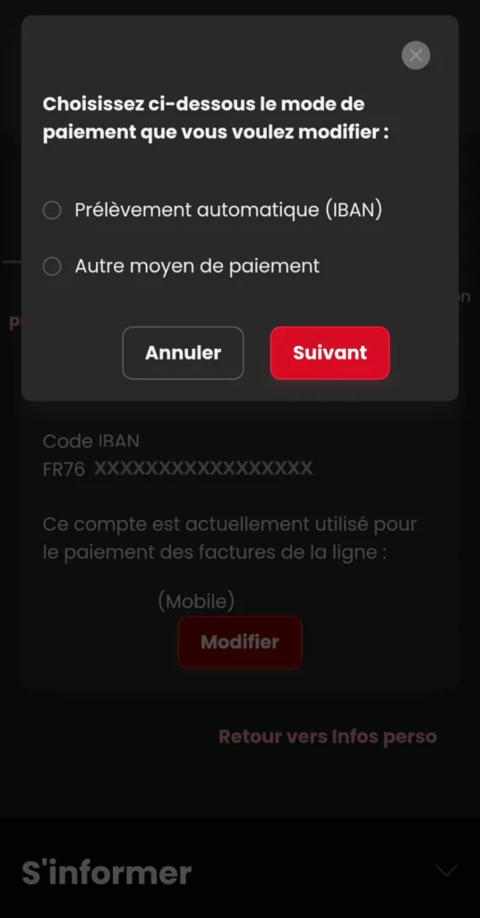 Capture d’écran SFR, étape 6