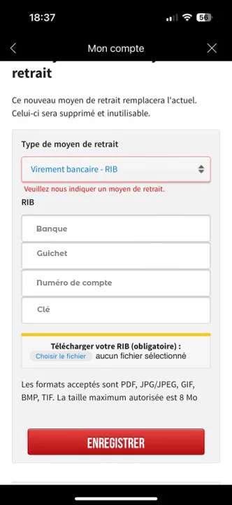 Communiquer son IBAN à Winamax 10