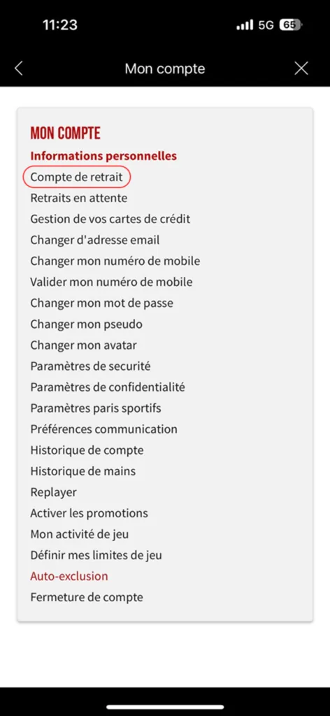 Communiquer son IBAN à Winamax 6