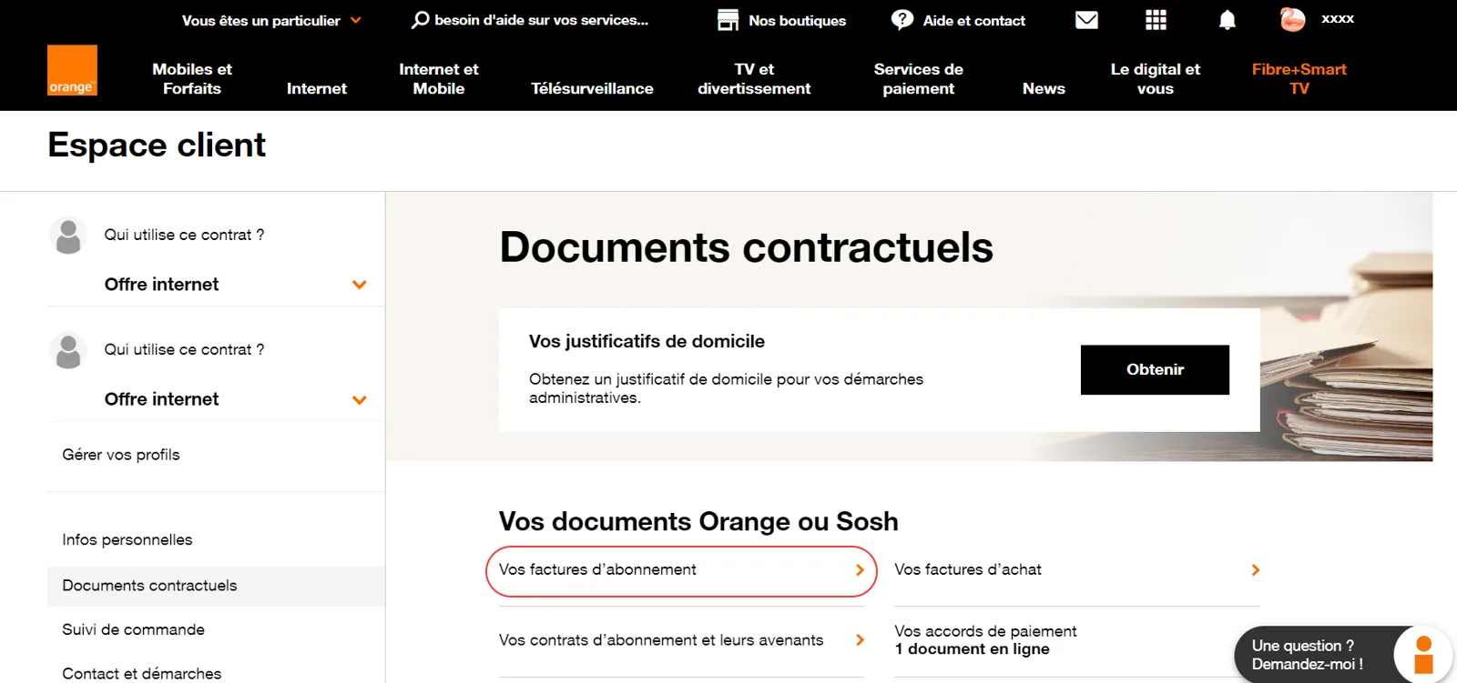 Capture d’écran Orange, étape 4
