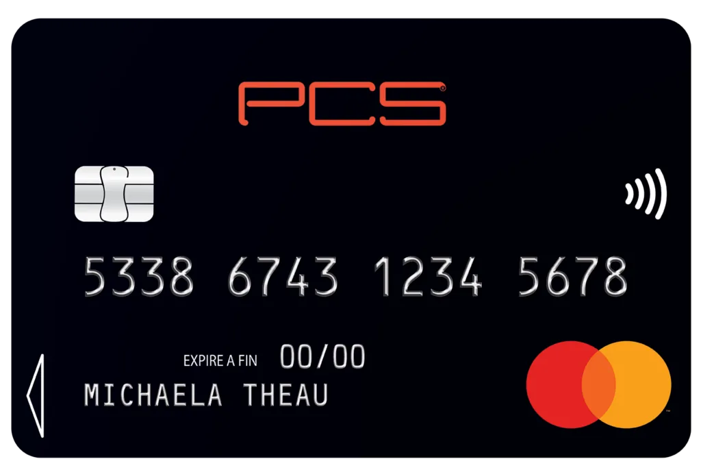 Carte prépayée PCS Black, Mastercard noire