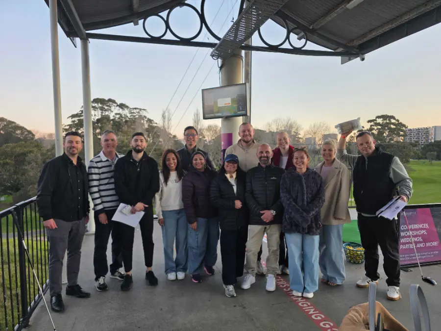 Client team gathering outdoors
