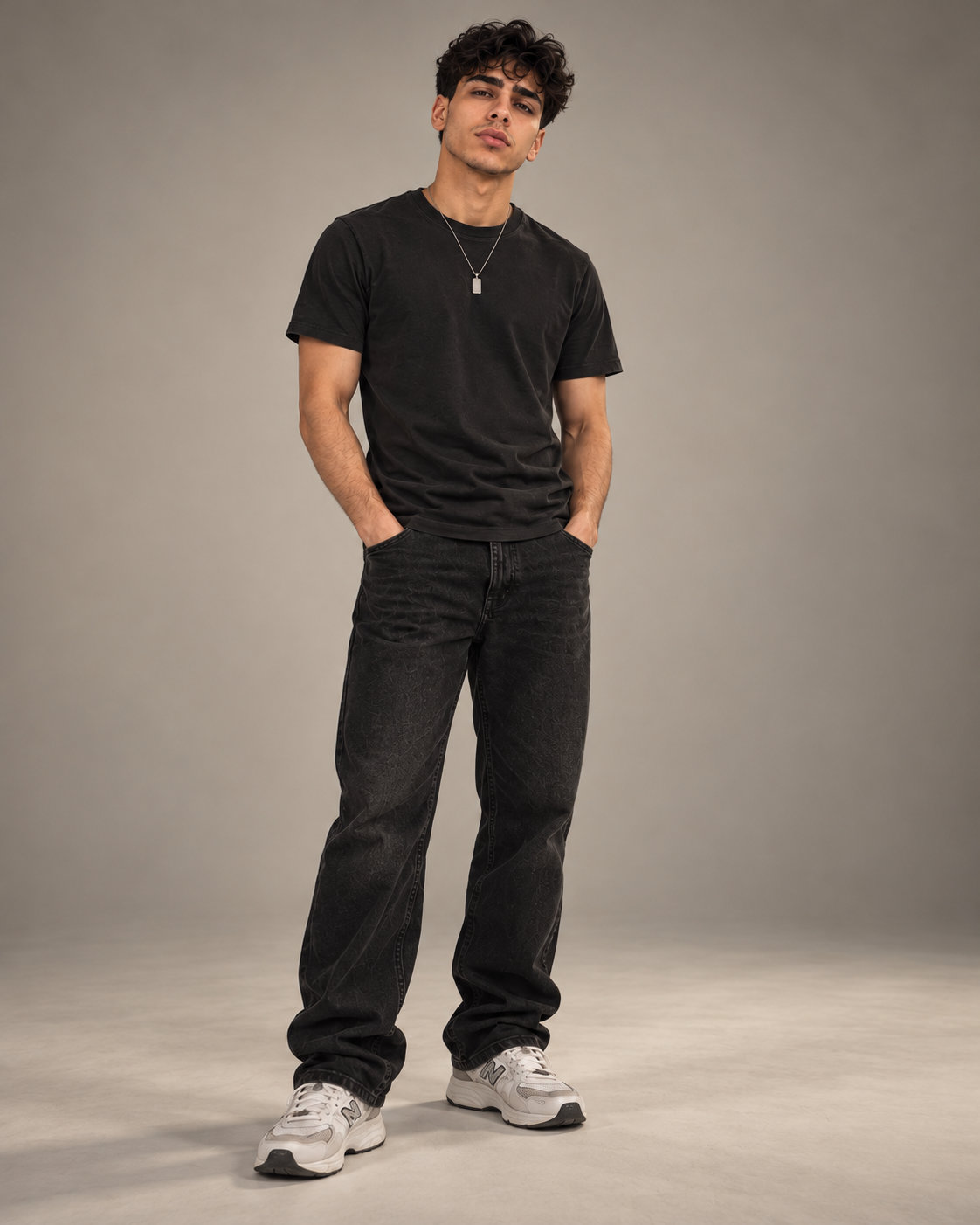 Rayan Naderi, editorial full-body artist portrait