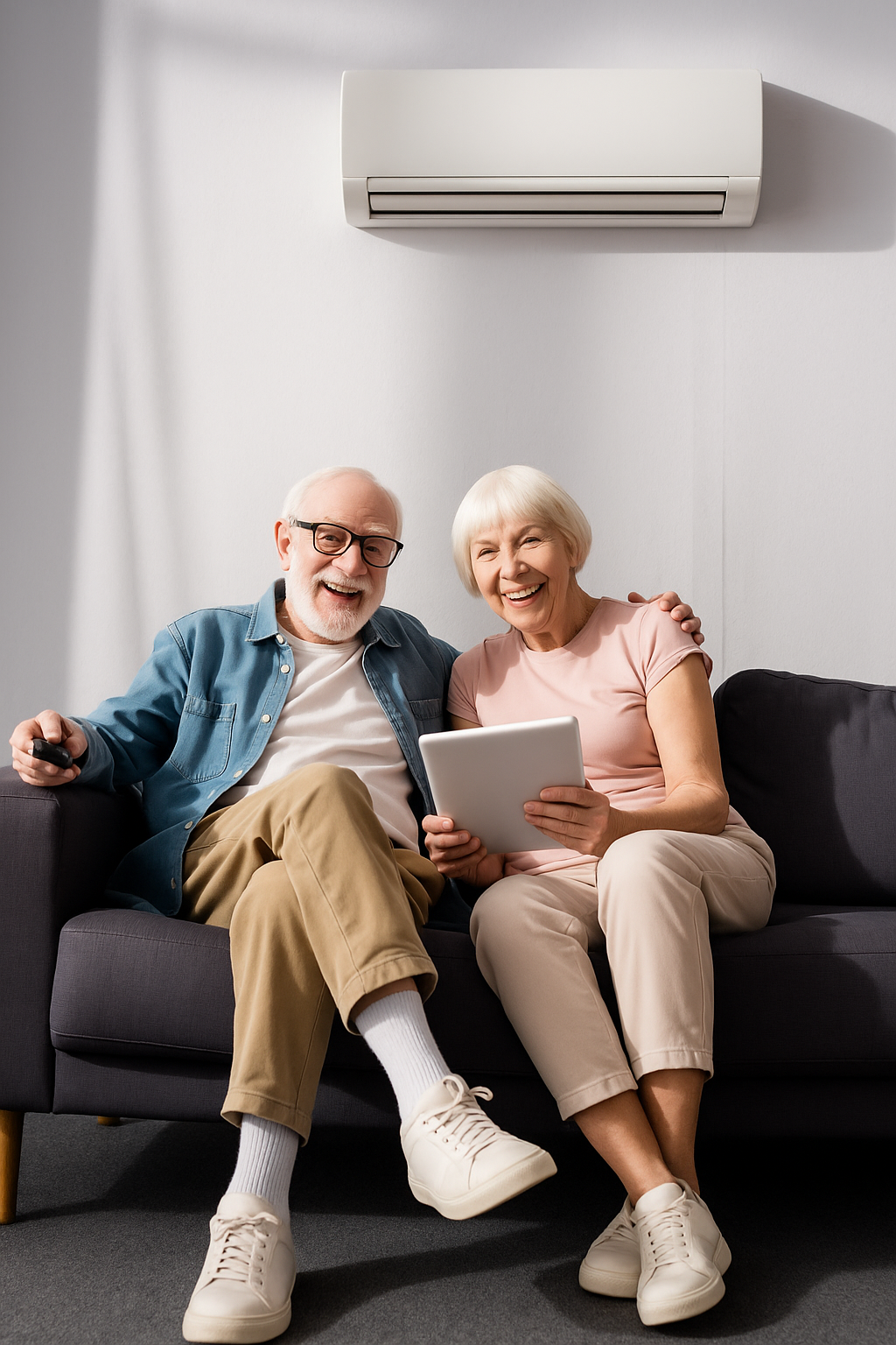 Senior couple with home Air Conditioning Worthing