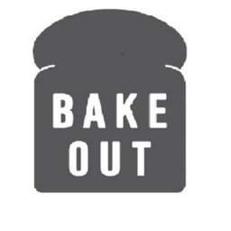 Silhouette of a bread loaf with the words BAKE OUT in capital letters inside.
