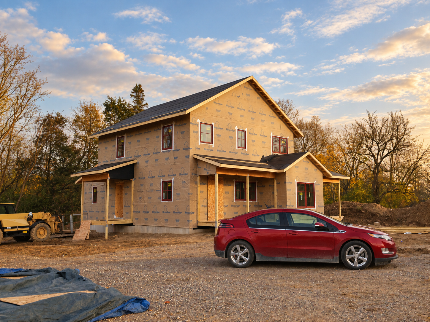 High-performance all-electric home under construction, designed and built as a whole-system energy project.