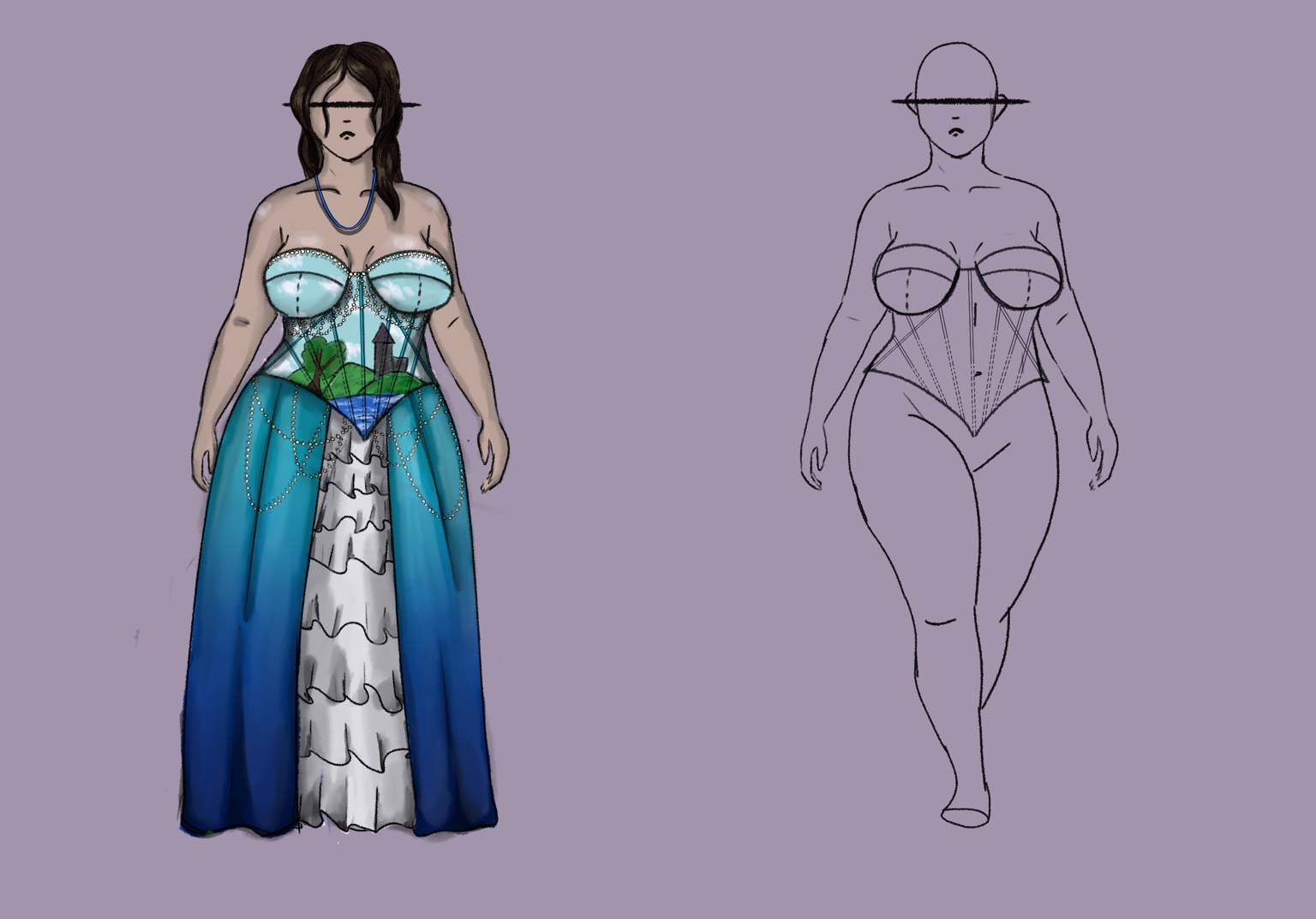Lakeside Reverie design development and corset study