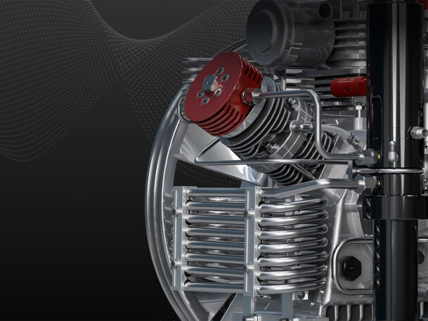 COLTRI Efficient line compressor pump, close view of the head and cooling coils