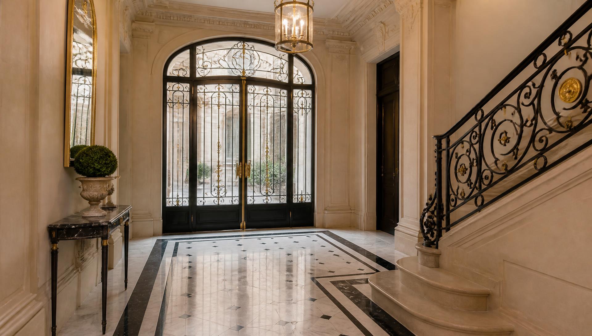 Hall d'immeuble haussmannien entretenu par les équipes COPERTON