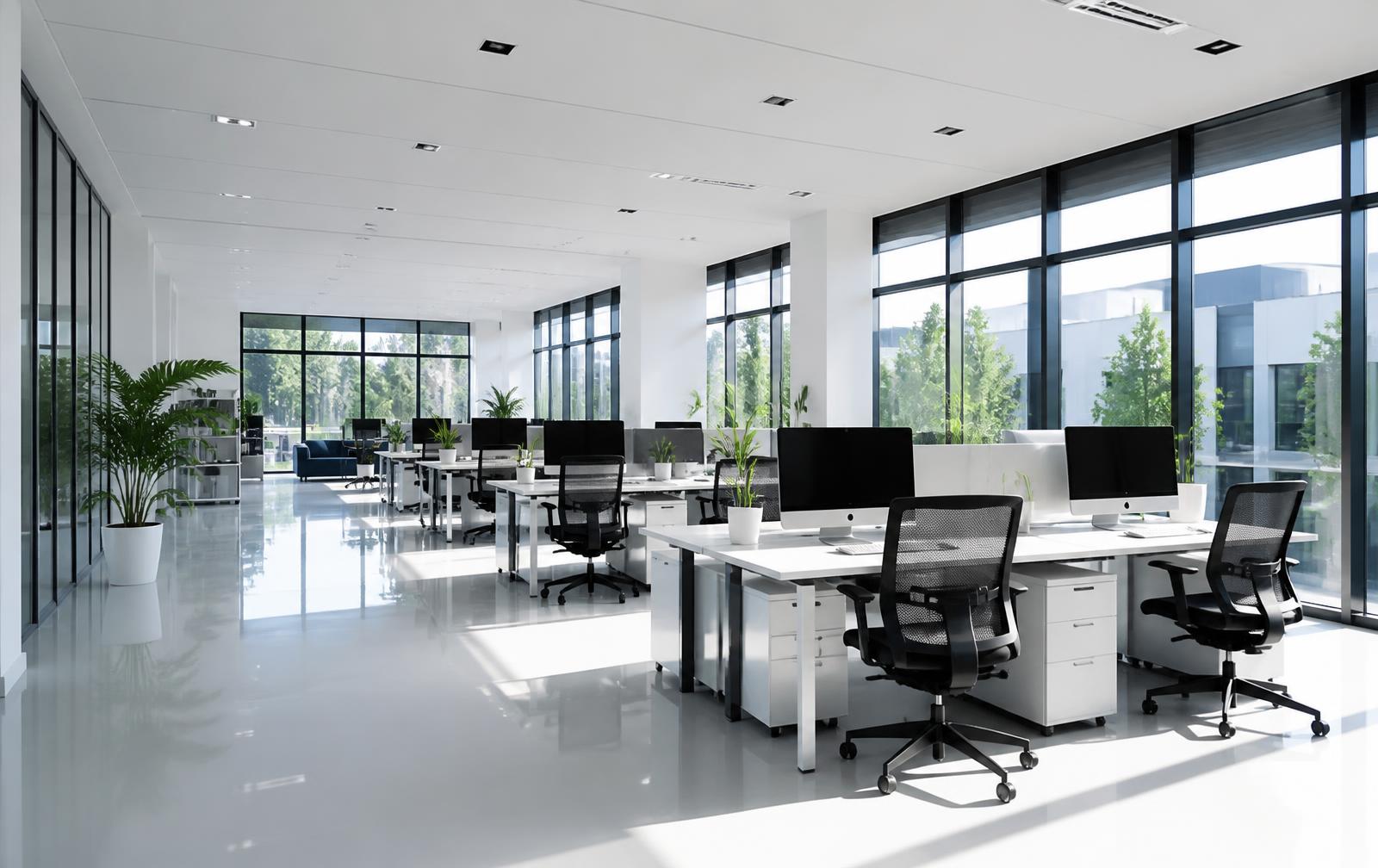 Bureaux lumineux nettoyés en horaires décalés