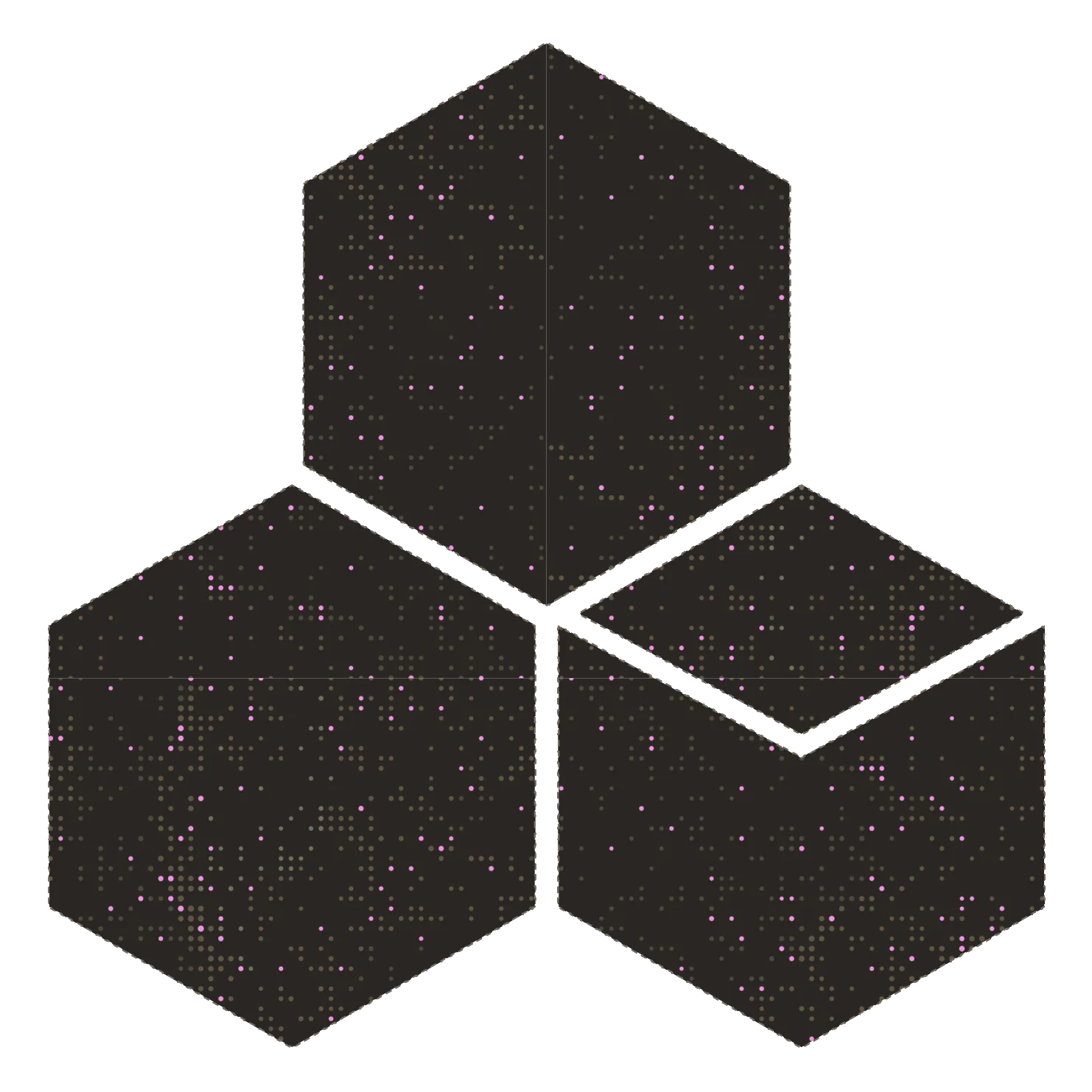 Aiden for InfraOps icon: three dithered black hexagonal cubes