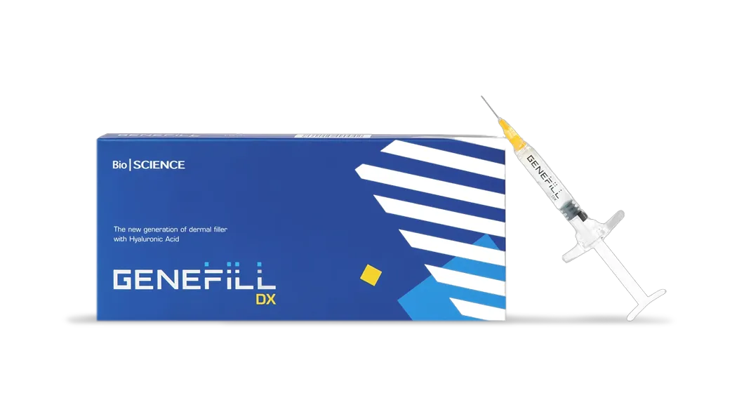 Genefill DX hyaluronic acid filler packaging and syringe