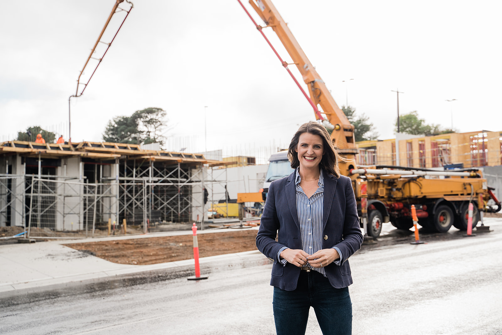 Annabelle Cleeland at a house under construction