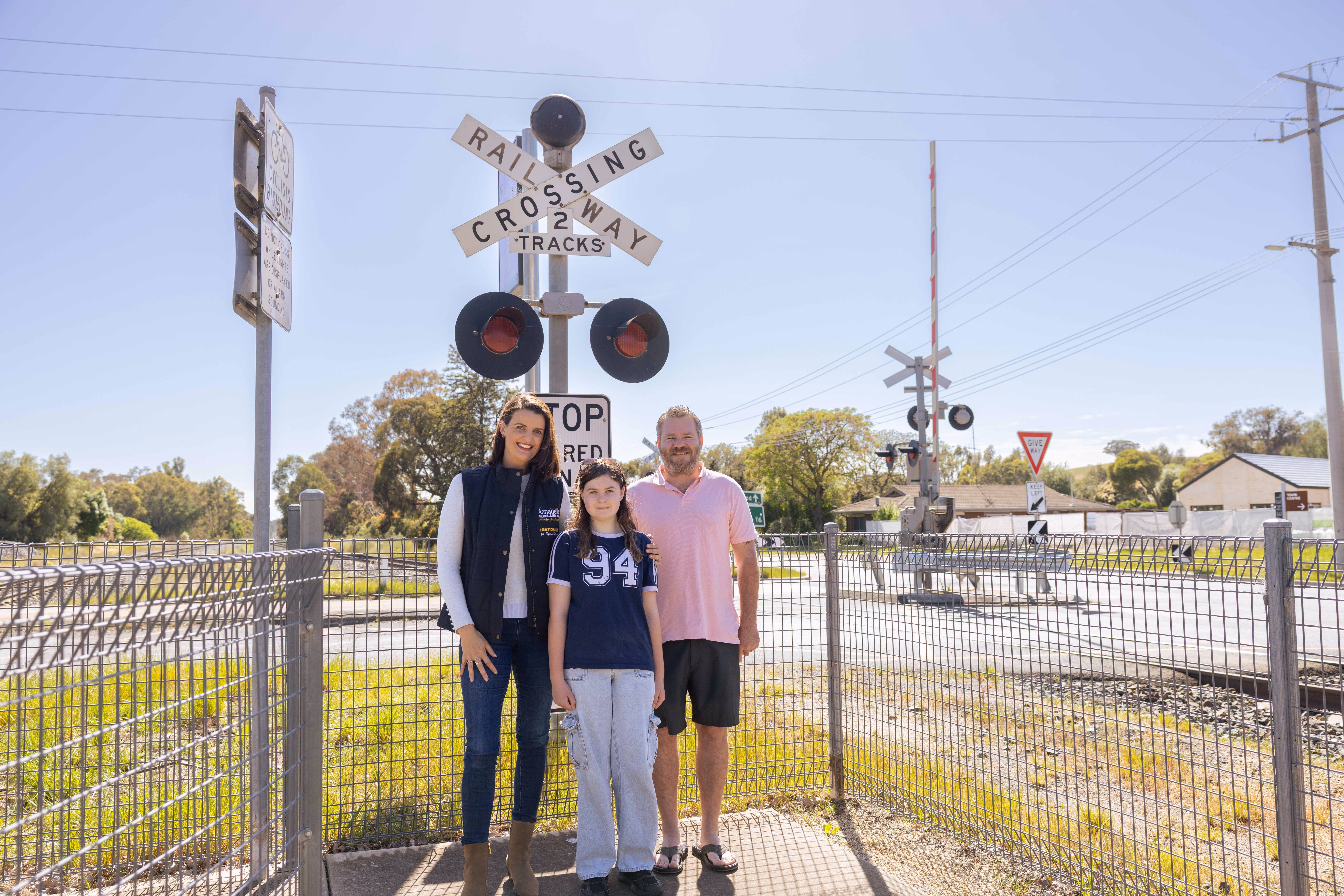 The Bank Street and Ewings Road rail crossing at Avenel
