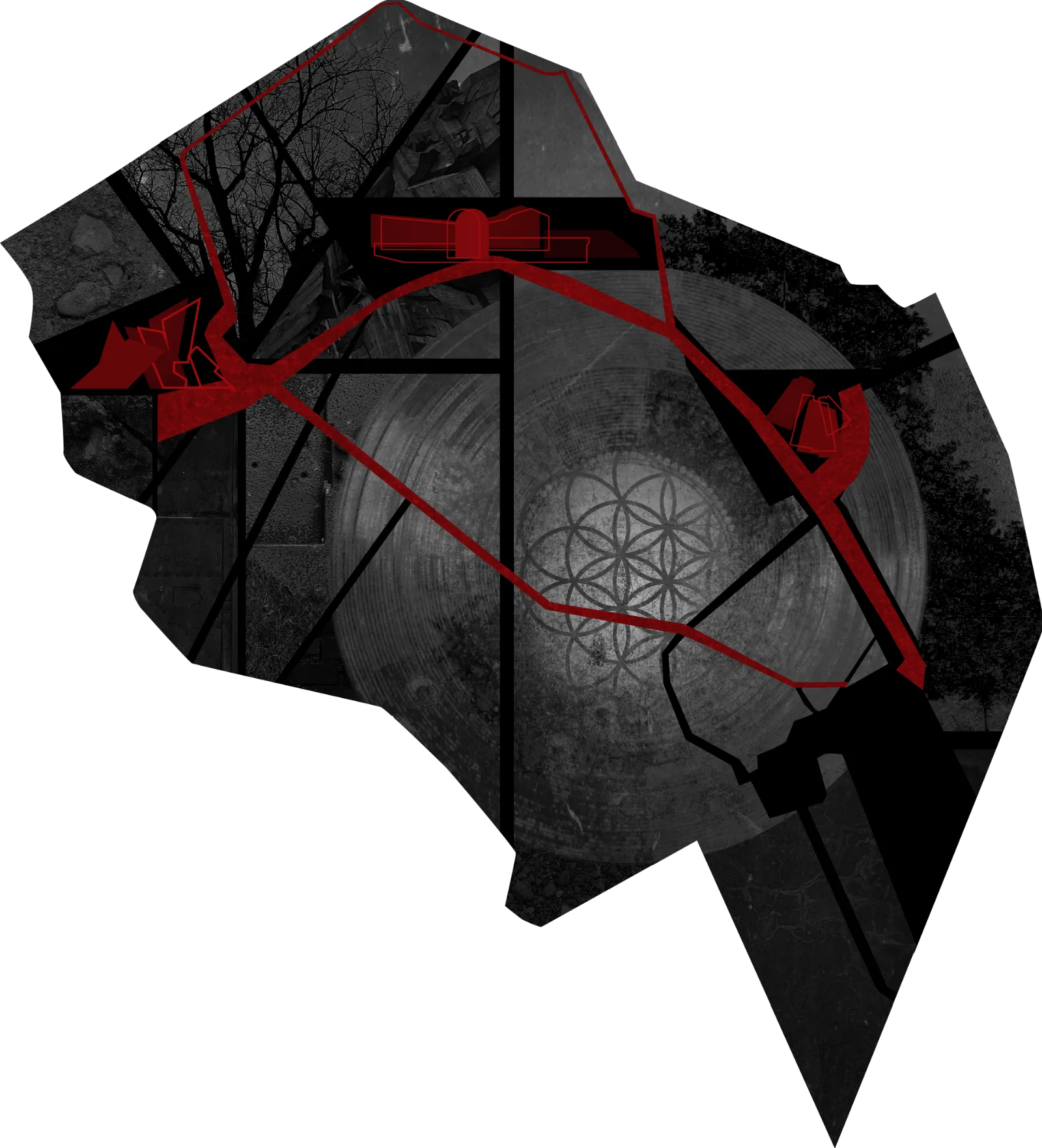 Kosmos App – app visual: the dark disc shattered into sharp fragments
