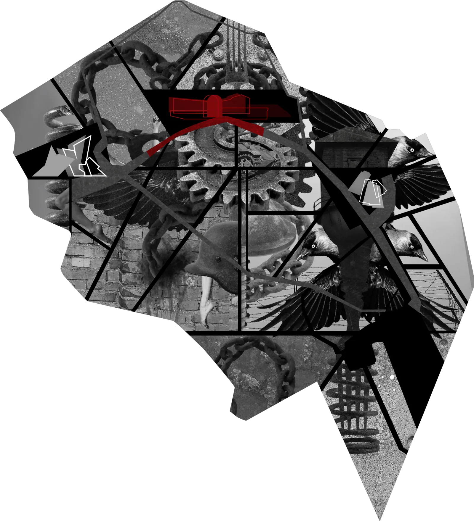 Kosmos App – app visual: a shattered collage with architectural fragments