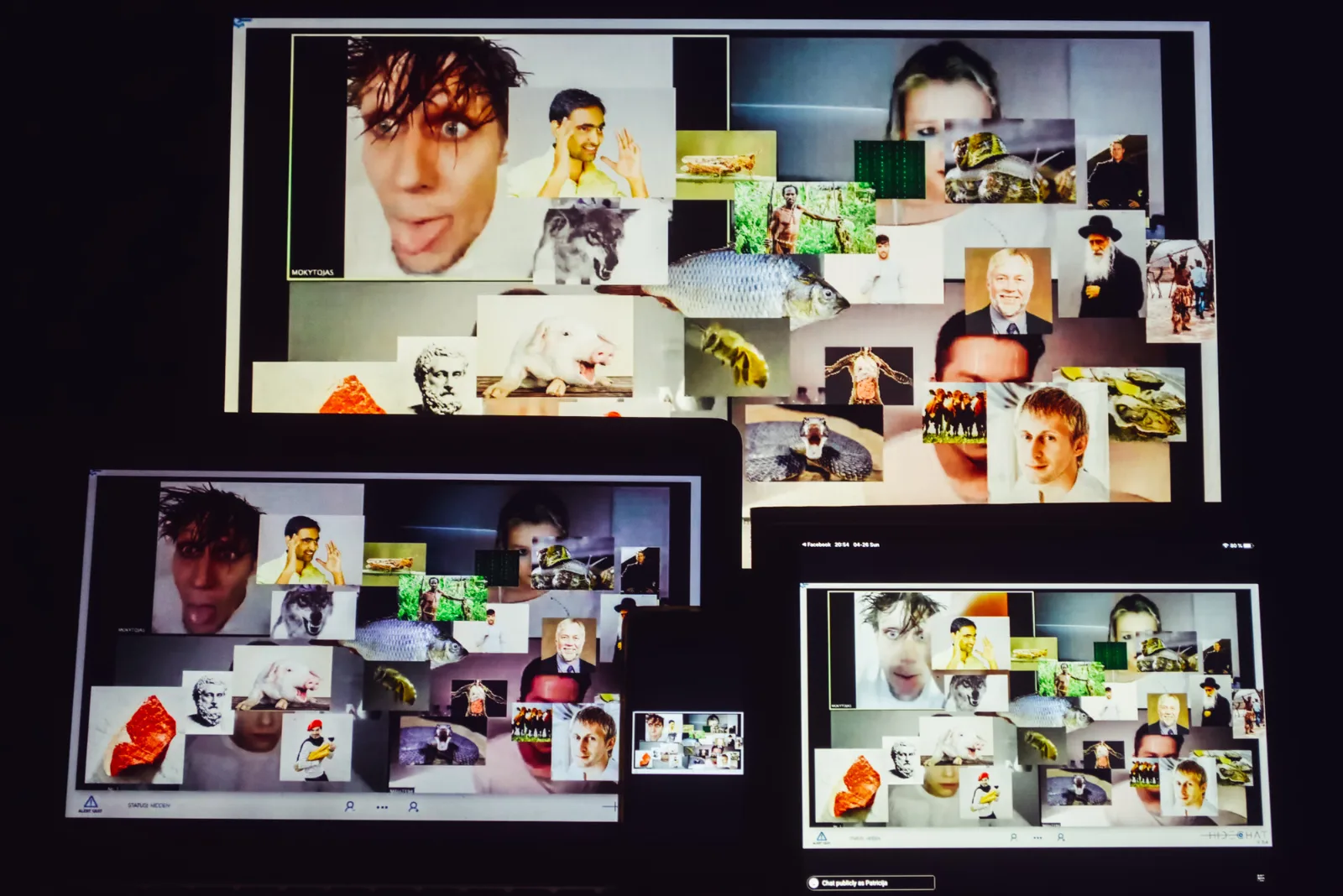 #Protest – screens filled with collaged portraits