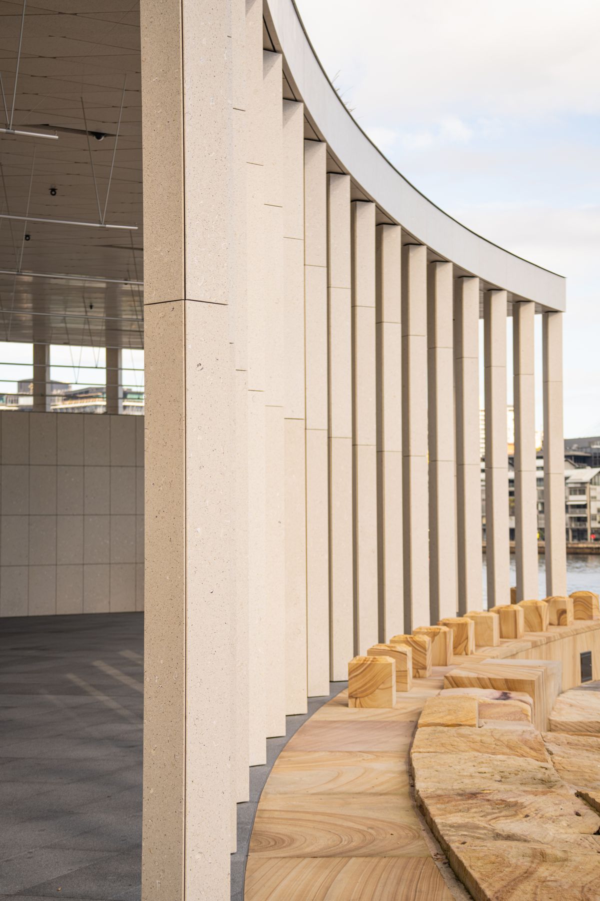 Stone architectural detail at Barangaroo in Sydney