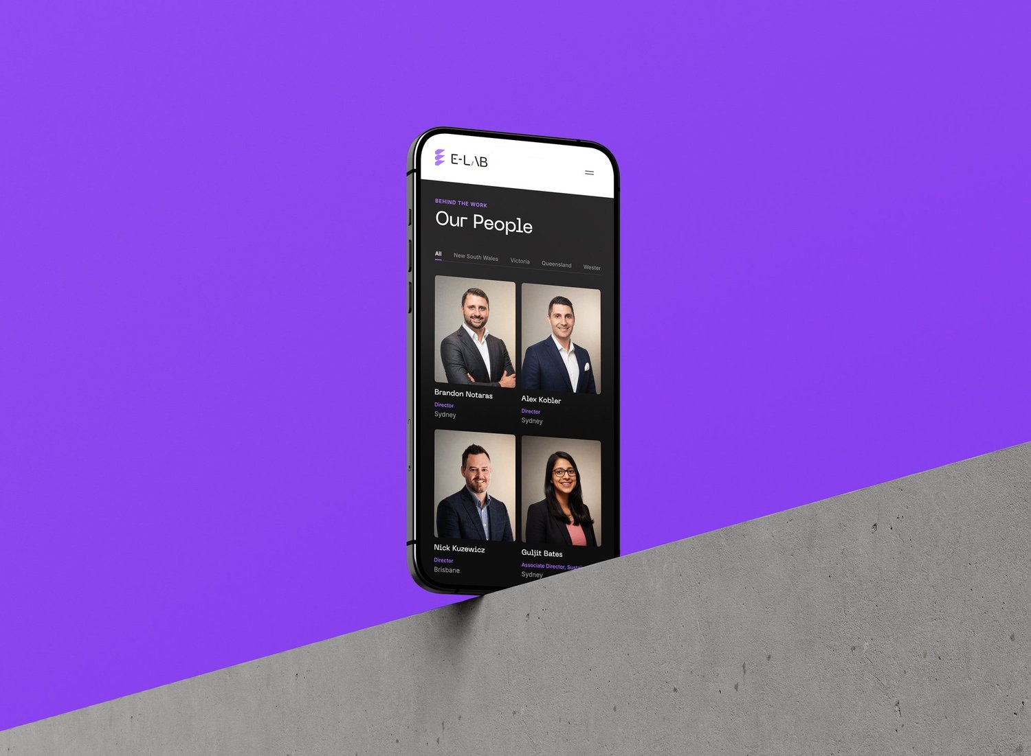 E-LAB website on mobile