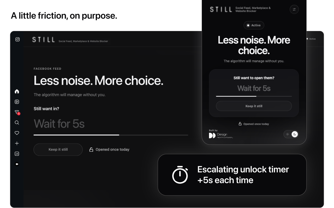 A little friction, on purpose: STILL escalating unlock timer