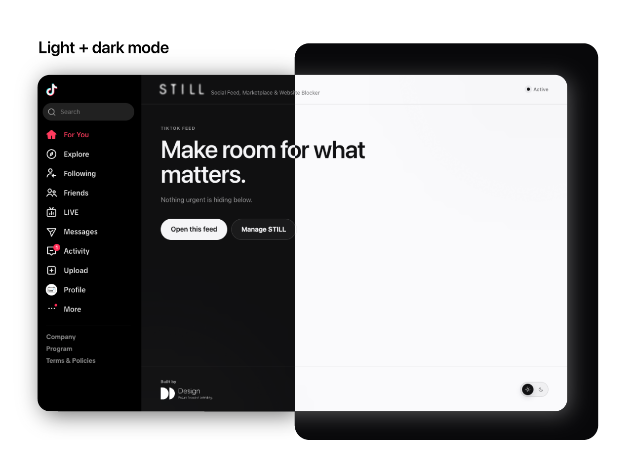 STILL shown in light and dark mode