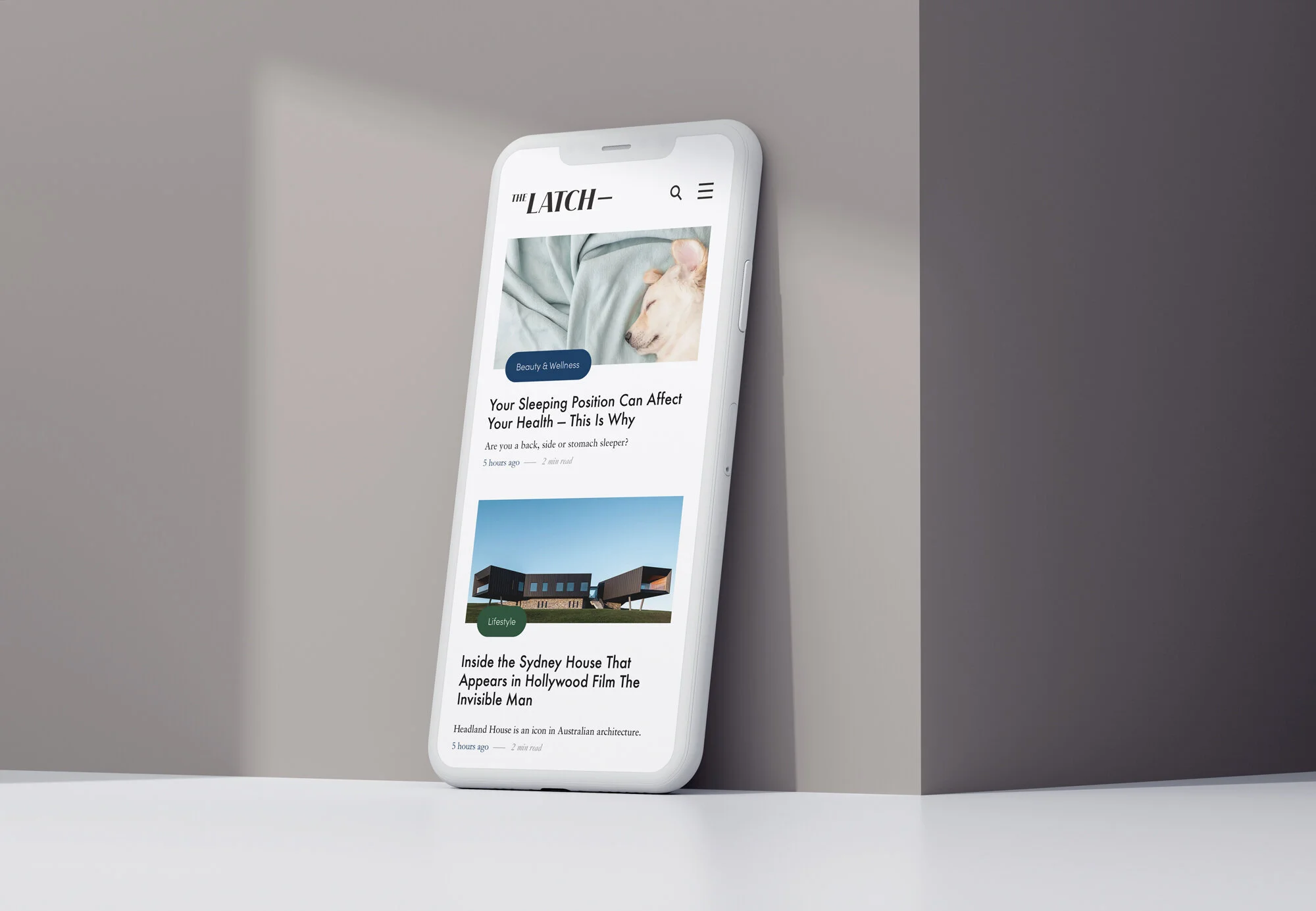 The Latch mobile site on an iPhone