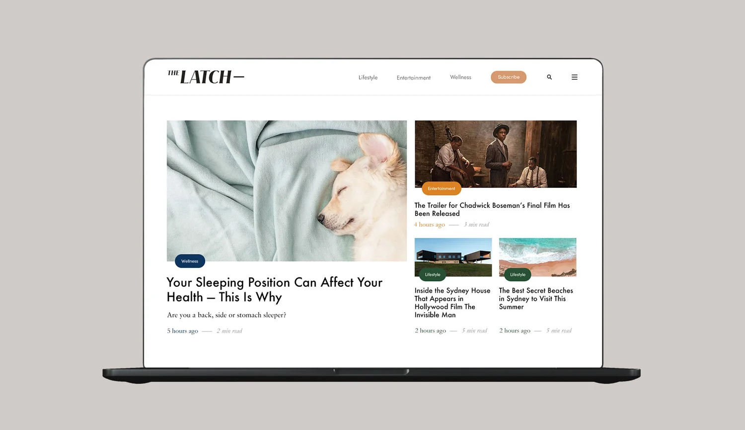 The Latch homepage on a MacBook
