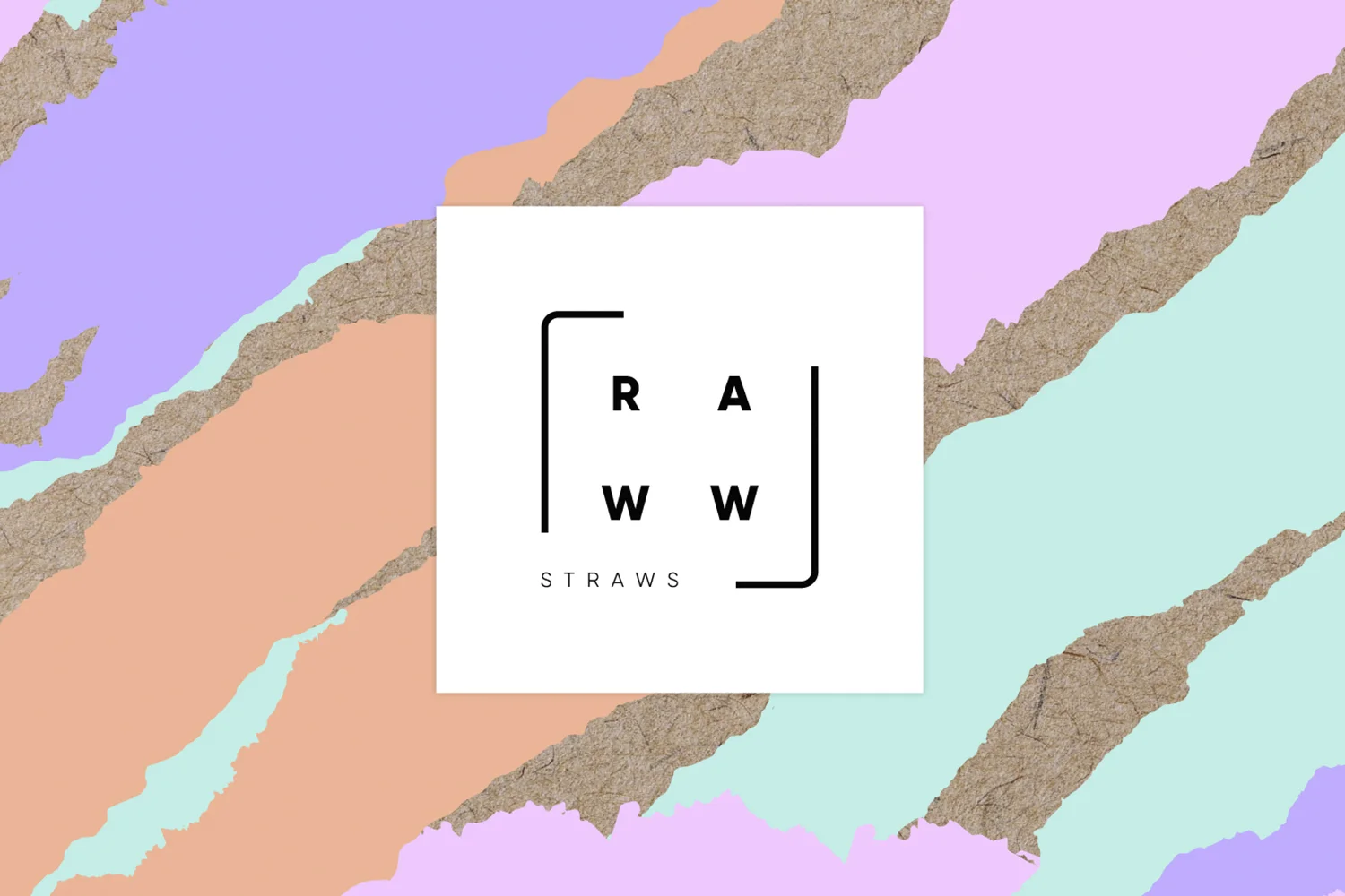Raww Straws logo on torn pastel paper