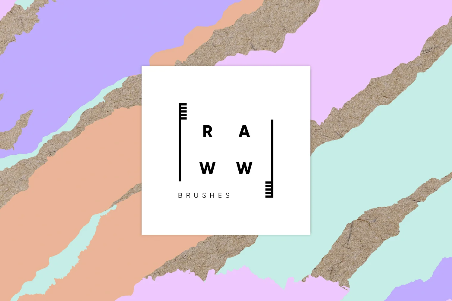 Raww Brushes logo on torn pastel paper