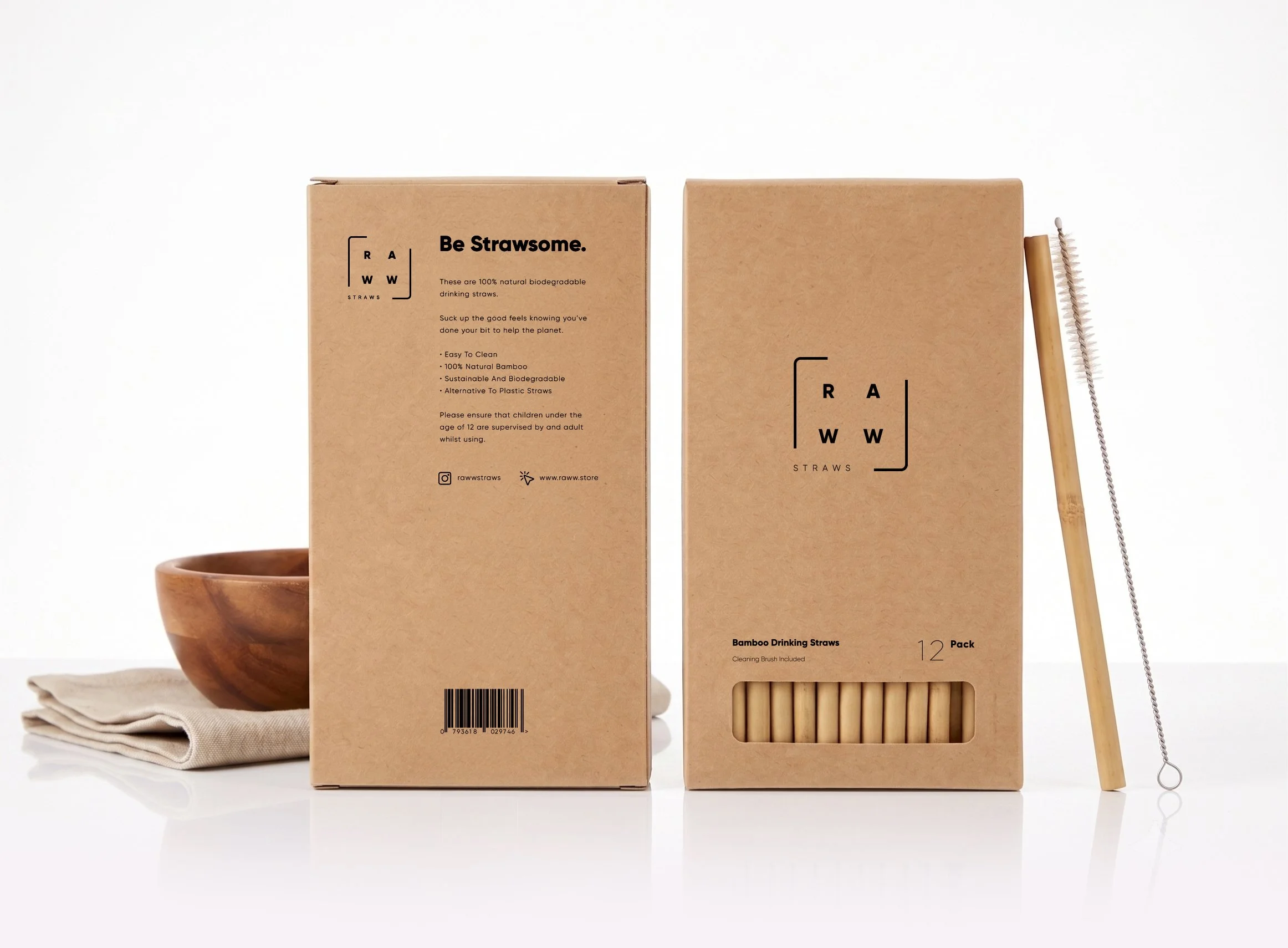 Raww Straws bamboo drinking straw packaging