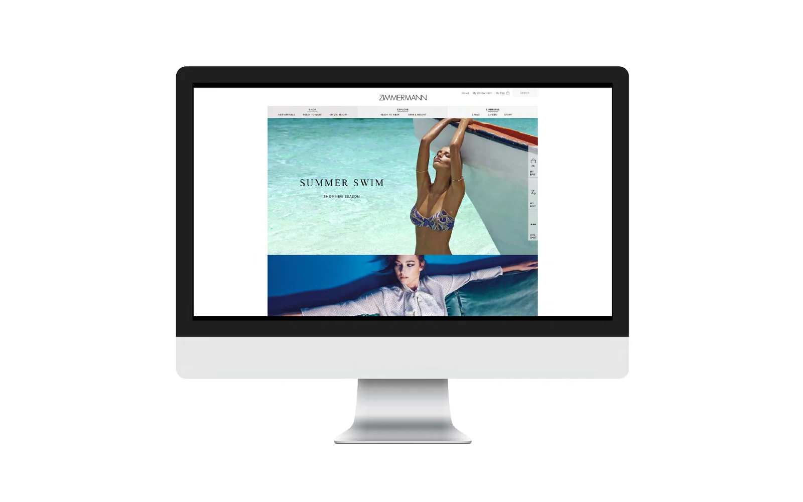 Zimmermann Summer Swim homepage on desktop