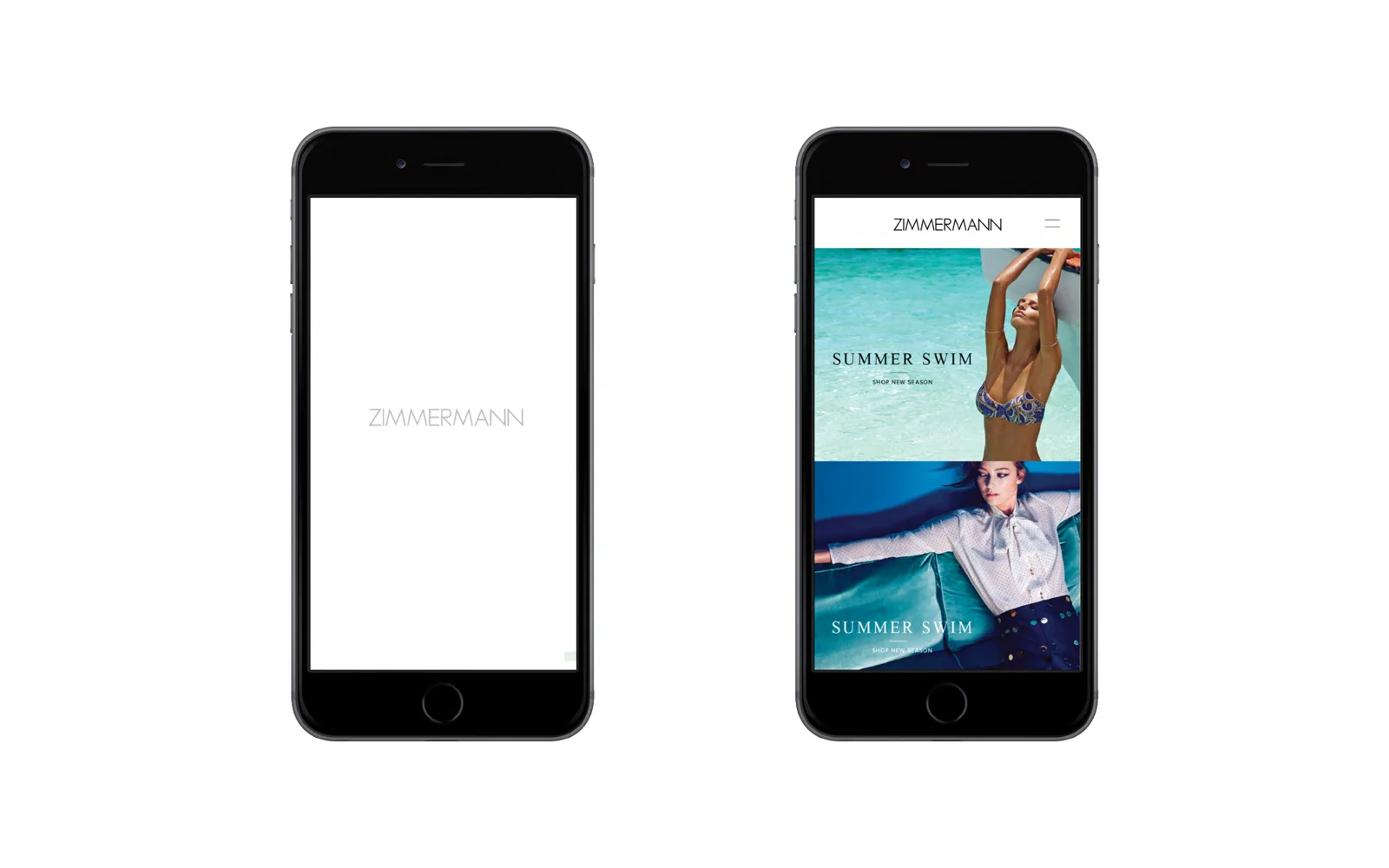 Zimmermann collections and product pages on mobile