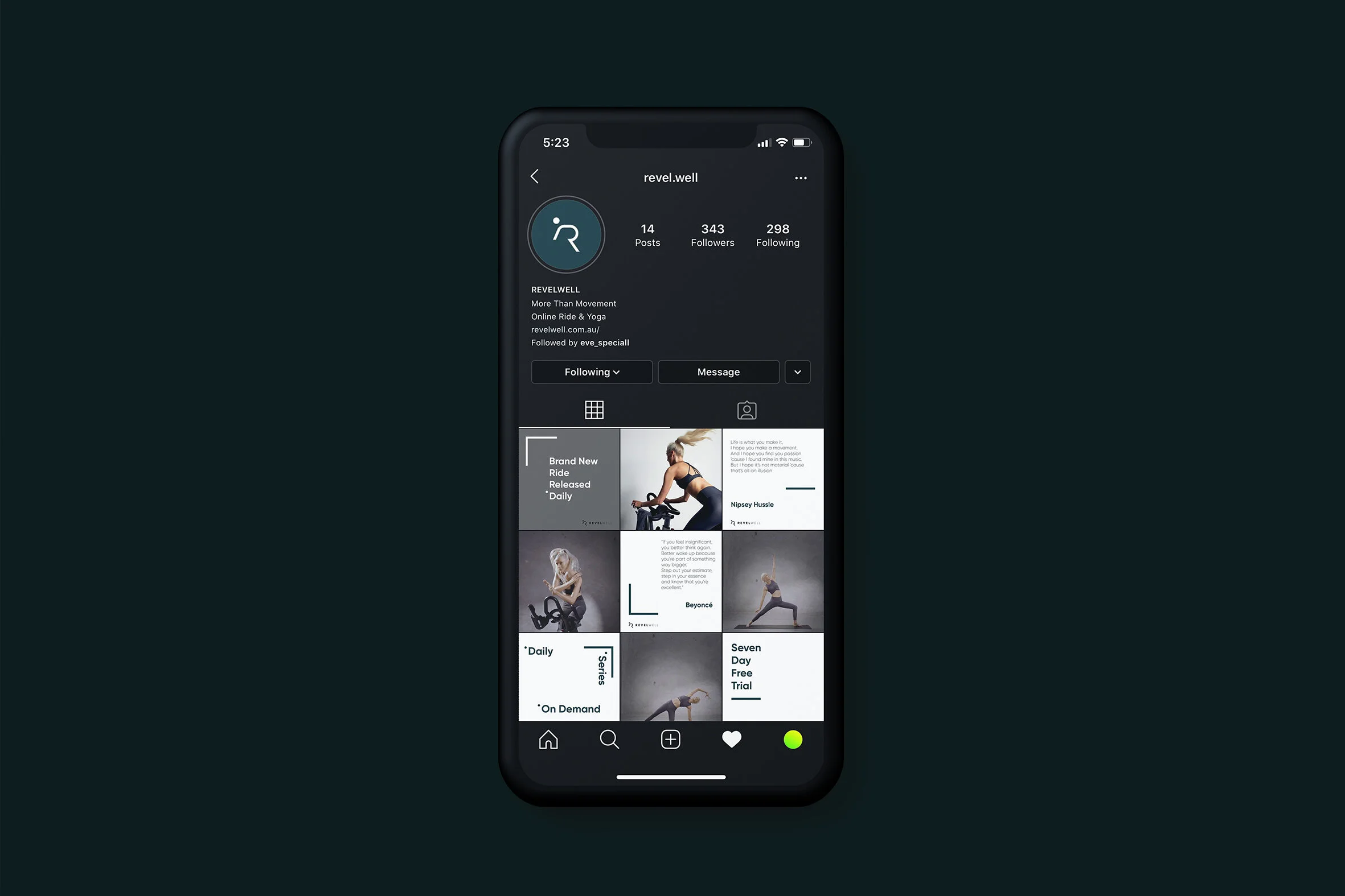Revelwell Instagram profile and grid