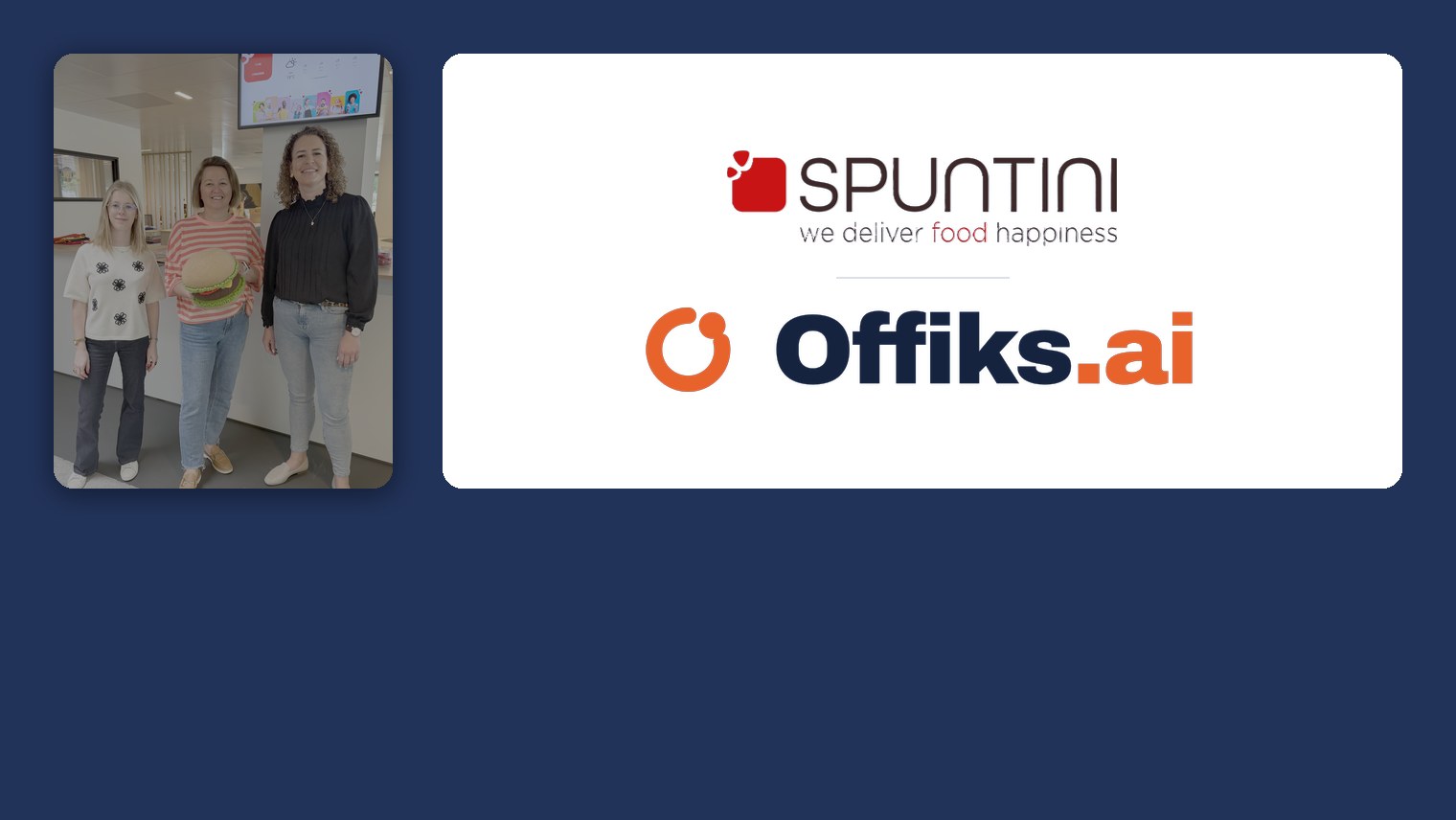 Het HR-team van Spuntini met de logo's van Spuntini en Offiks.ai