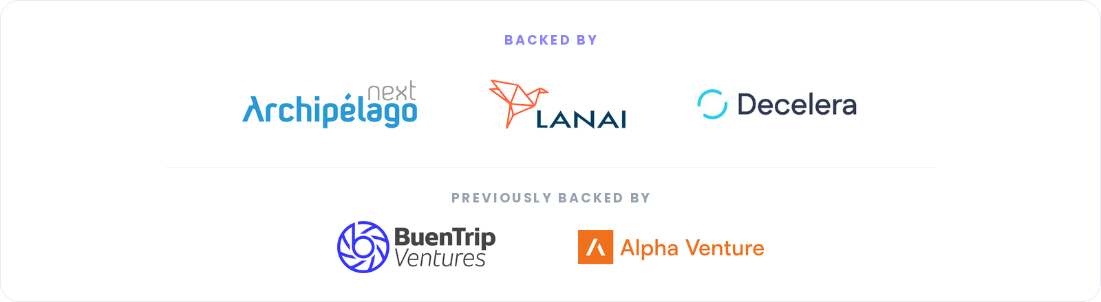 Backed by Archipelago Next, Lanai Ventures and Decelera Ventures; previously backed by BuenTrip Ventures and Alpha Venture