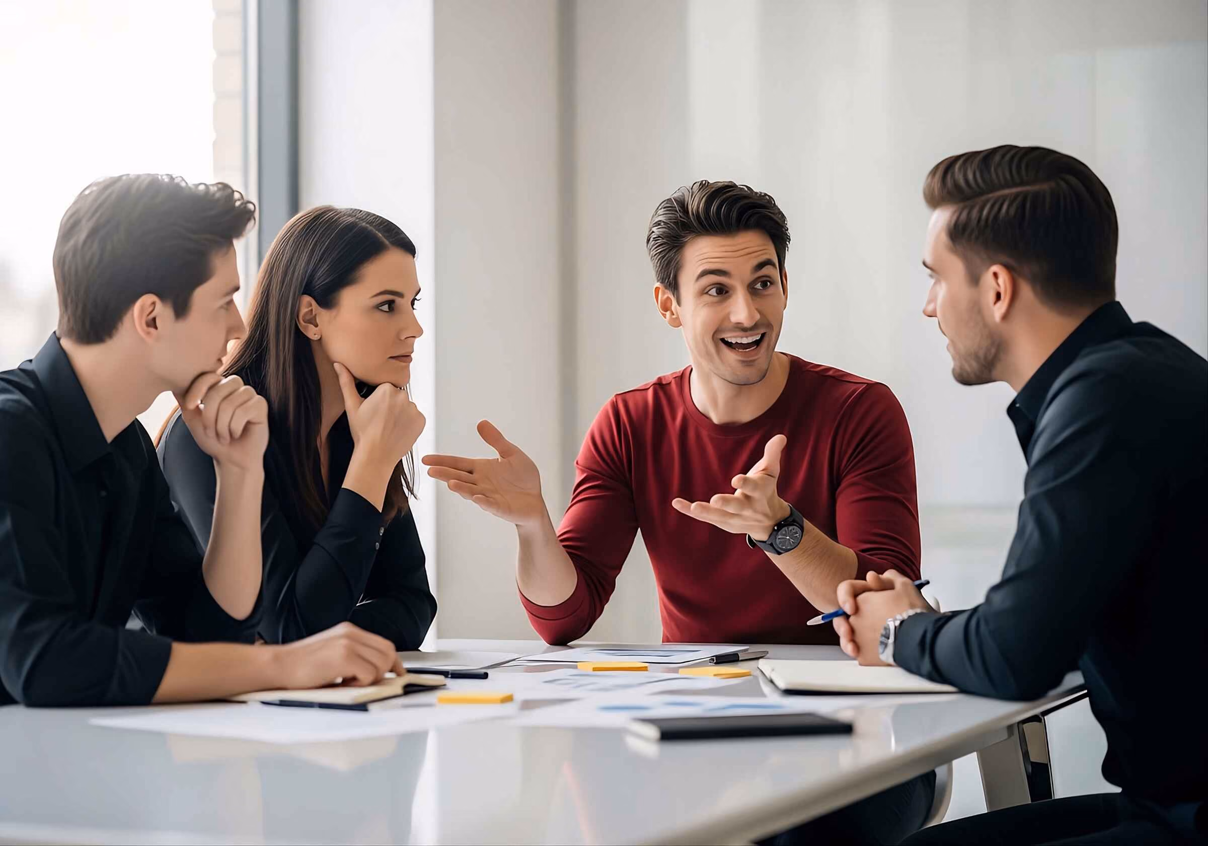 Senior consultant advising his junior colleagues.