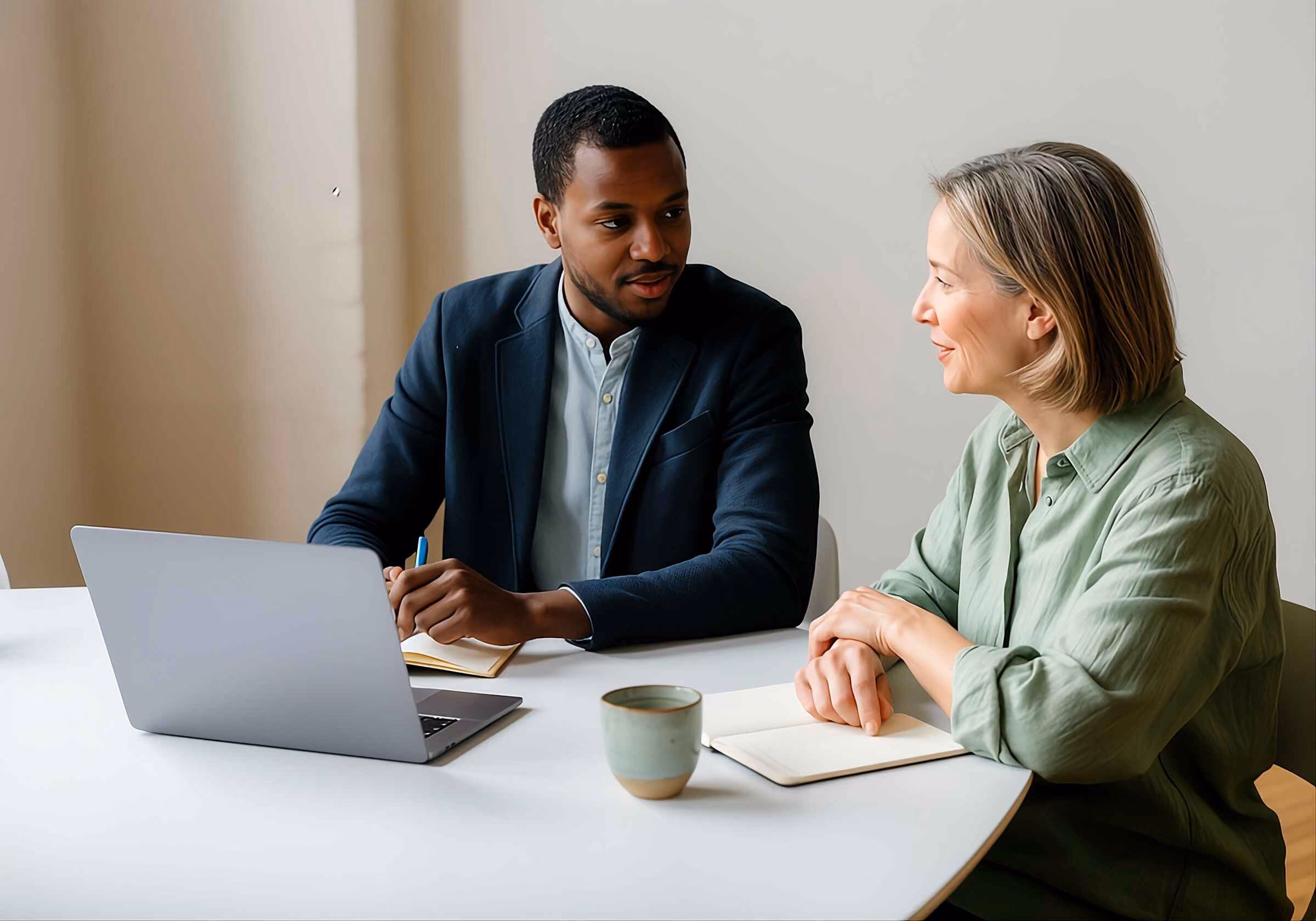 Business CEO presenting a new project to a project manager.