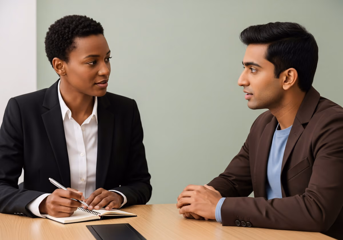 Two senior consultants in a meeting.