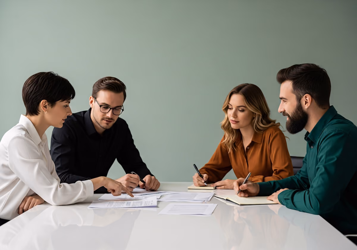Team members in a meeting.